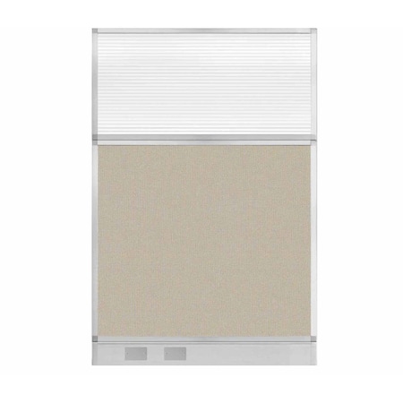 Versare Hush Panel Configurable Cubicle Partition 4' x 6' Sand Fabric Clear Fluted Window w/ Cable Channel 1855618-1
